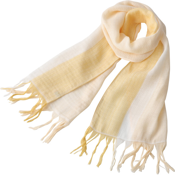 ラインカラーマフラー黄色×クリーム