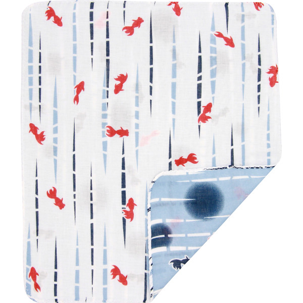 くろちく　両面ガーゼハンカチきんとと縦絞り