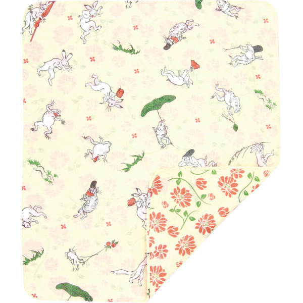 くろちく　両面ガーゼハンカチ戯画と蔓花