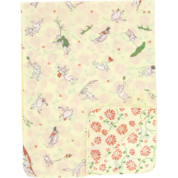 くろちく　両面ガーゼてぬぐい戯画と蔓花