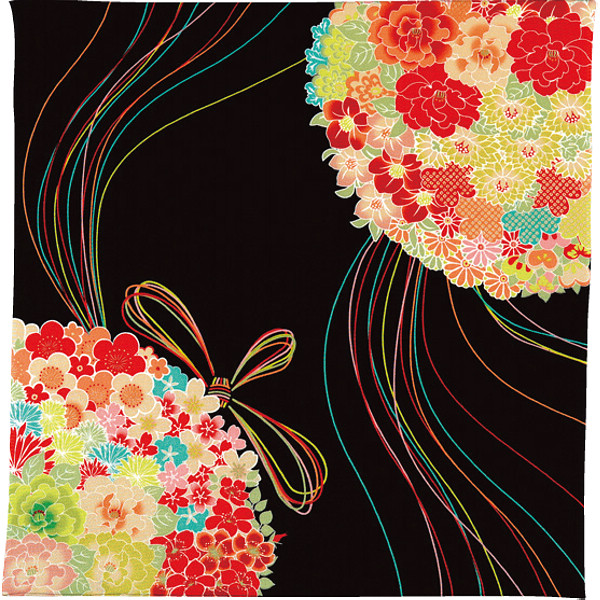 ちりめん風呂敷薬玉黒