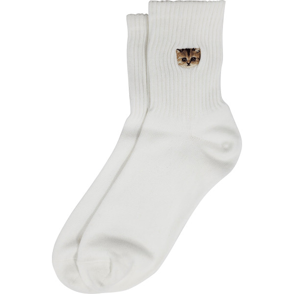 ポール＆ジョー　メンズソックス　アメリブヌネット刺繍ホワイト