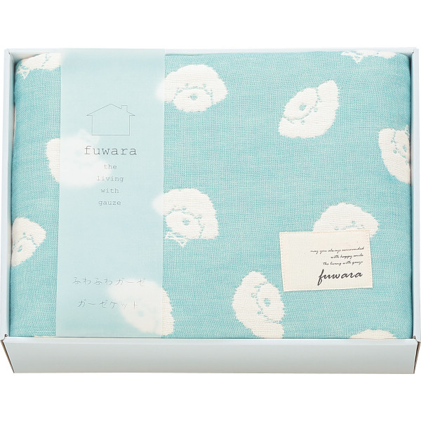 ふわら　六重織ガーゼハーフケットブルー