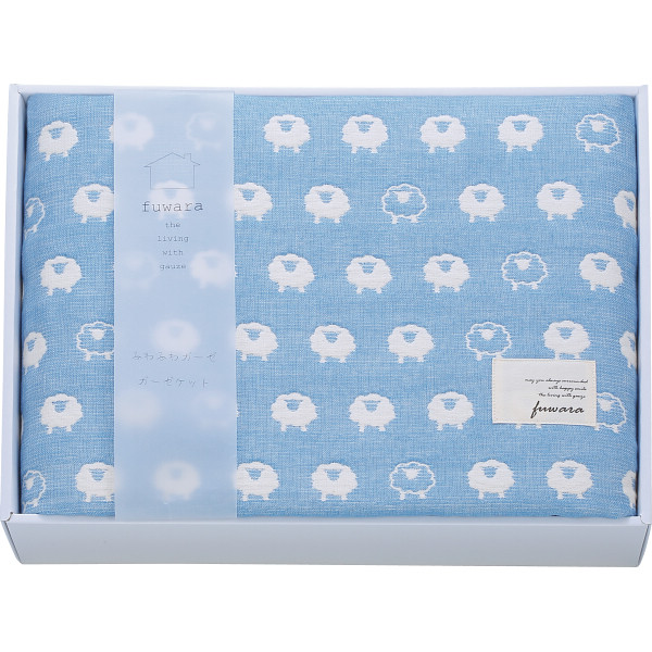 ふわら　六重織ガーゼケットブルー