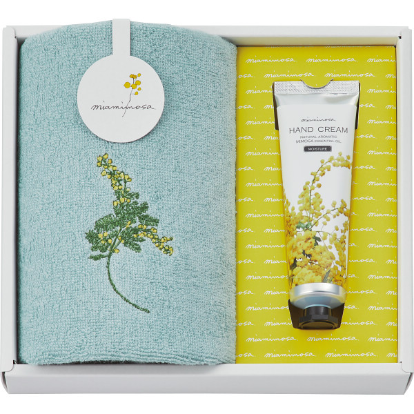 ミアミモザ　今治ハンドタオル＆ハンドクリームグリーン