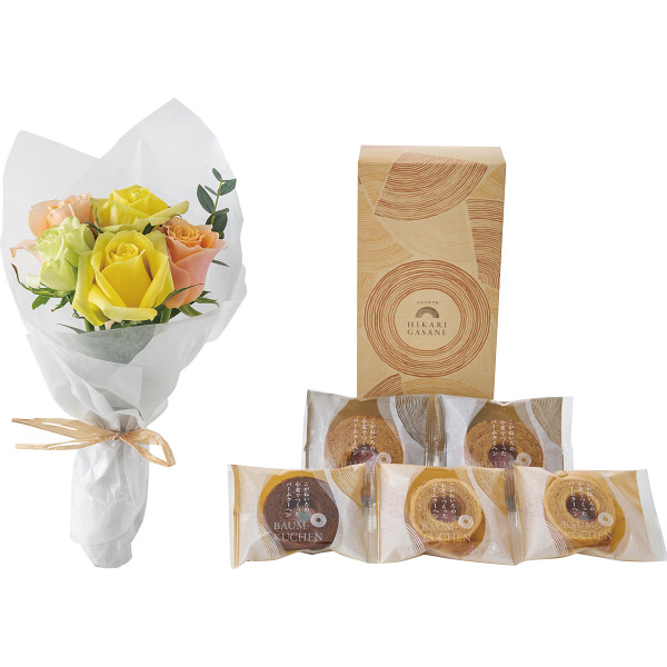 ホシファーム　ローズブーケ５本＆ひかりがさねふんわりバーム詰合せパッション（ビタミンカラー）