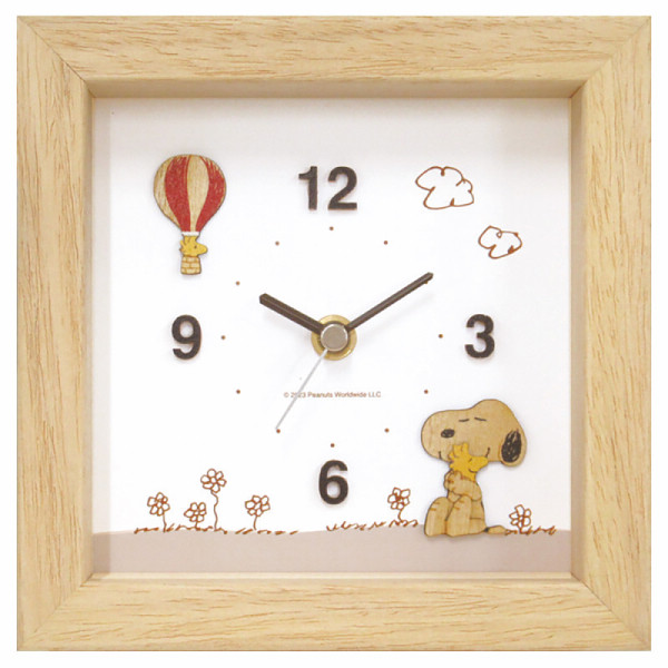 ピーナッツ　ウッドパーツクロック卓上ナチュラル