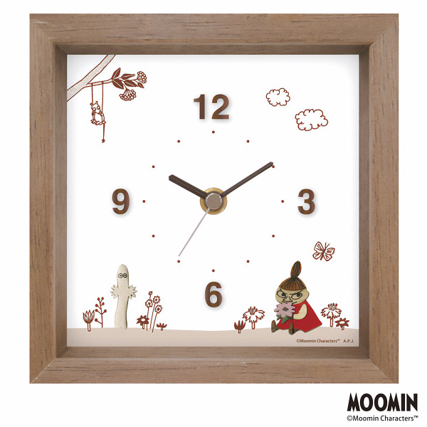 ムーミン　ウッドパーツクロック卓上ブラウン