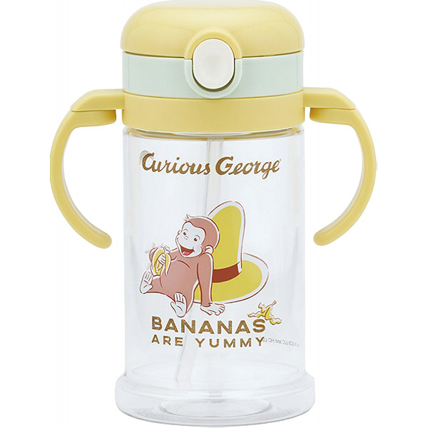 折りたたみ式両手ハンドル＆ショルダーベルト付ストローマグおさるのジョージ