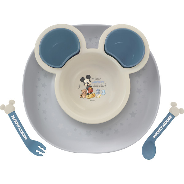 食べこぼしキャッチプレートミッキー×青