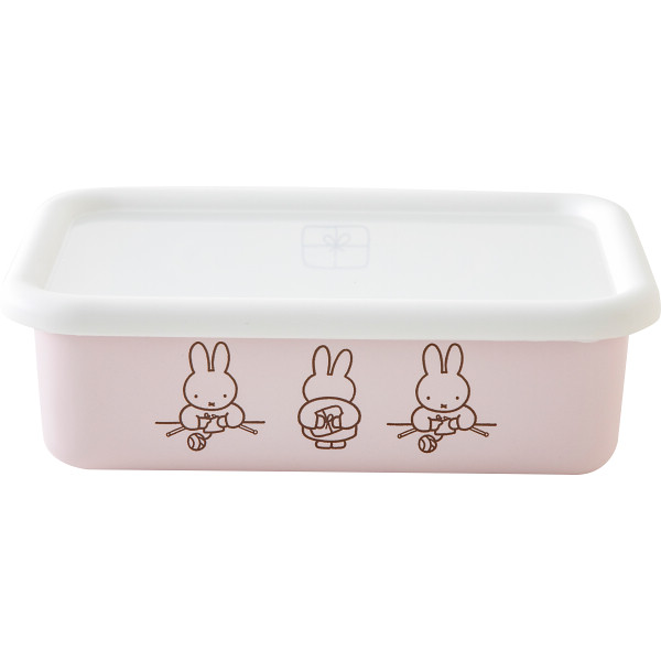 富士ホーロー　ミッフィーパステル　浅型角容器Ｍピンク