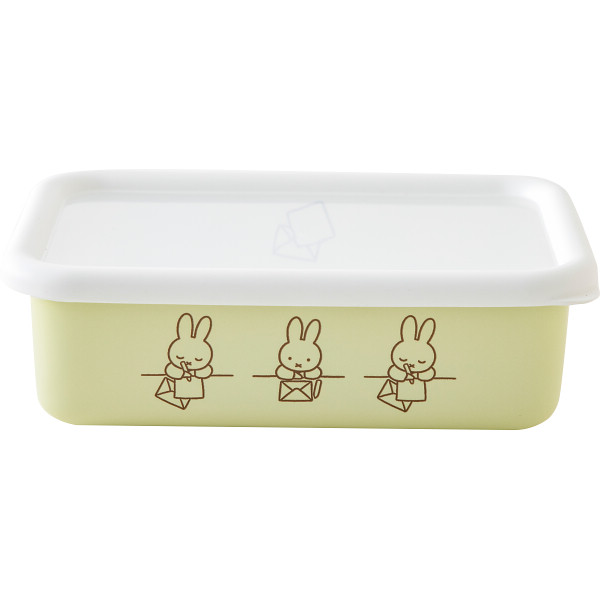 富士ホーロー　ミッフィーパステル　浅型角容器Ｍペールグリーン