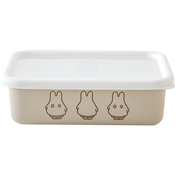 富士ホーロー　ミッフィーパステル　浅型角容器Ｍグレージュ
