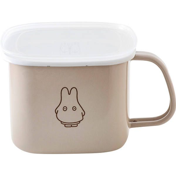 富士ホーロー　ミッフィーパステル　角型みそポットグレージュ