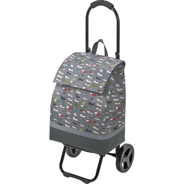 ネコ柄ショッピングカートグレー
