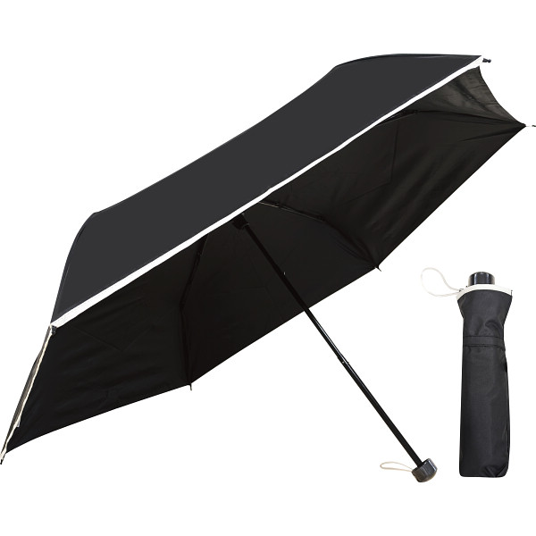 裏黒コーティング　裾パイピング５５ｃｍ晴雨兼用傘ブラック