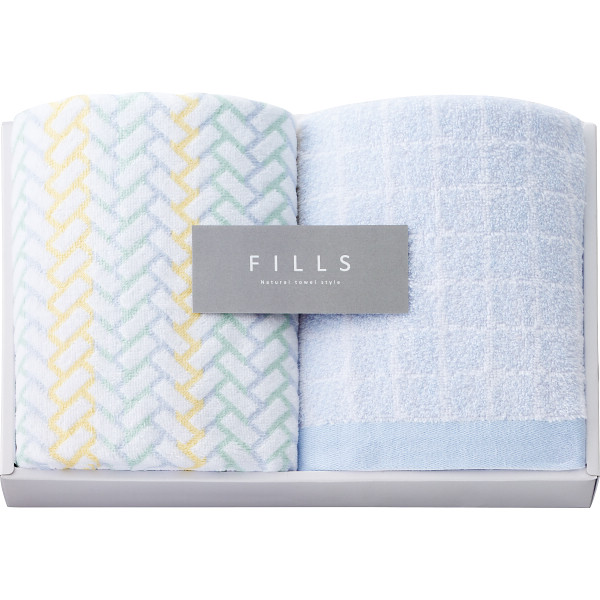 ＦＩＬＬＳ フェイスタオル２枚セットカラーヘリンボーン×カーブタイル