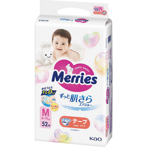 メリーズ　エアスルー　テープ　Ｍサイズ（５２枚）