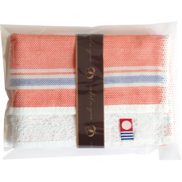 今治　パイル＆ガーゼハンカチ（袋入）レッド