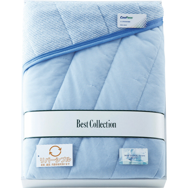 涼感＆吸水速乾リバーシブルキルトケットブルー