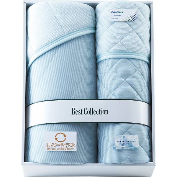 涼感＆吸水速乾リバーシブルキルトケット＆敷パットグリーン