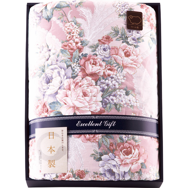 日本製 ウール１０％入肌掛けふとんピンク