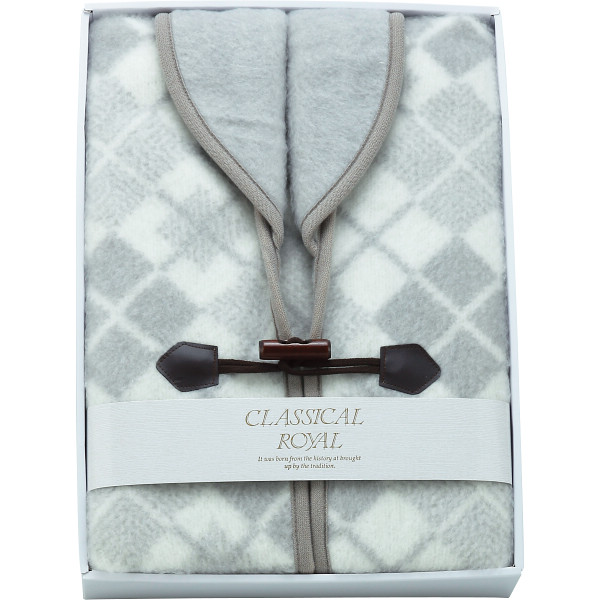 ジャカード織 衿付きアクリルベストグレー